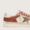 Men’s Stardan in white and brick-red leather with olive-green laminated leather star