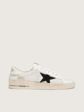 Men's Stardan in white mesh with black suede star