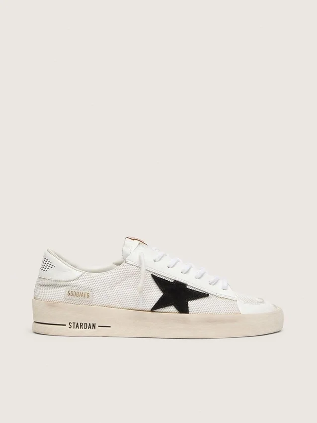 Men's Stardan in white mesh with black suede star