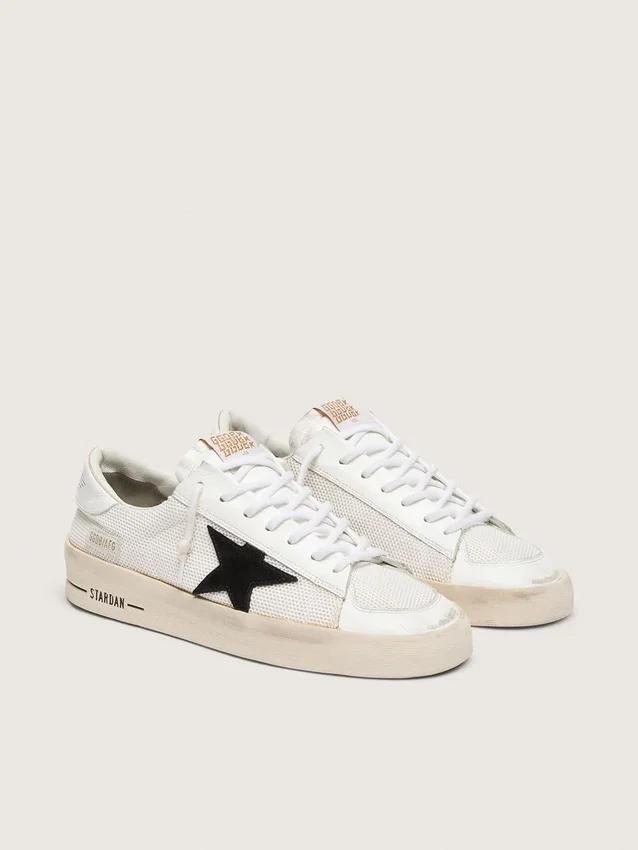 Men's Stardan in white mesh with black suede star
