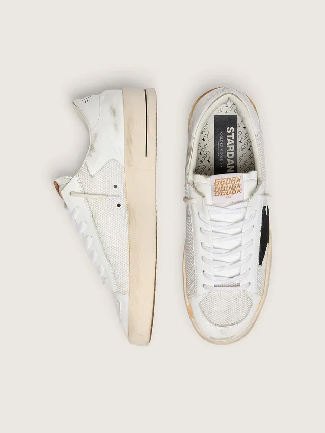 Men's Stardan in white mesh with black suede star
