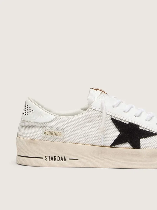 Men's Stardan in white mesh with black suede star