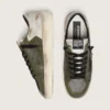 Men’s Stardan LTD in white and olive-green leather with black mesh and yellow leather star