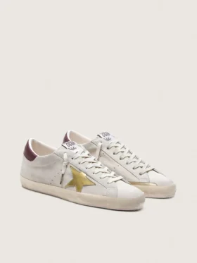 Men’s Super-Star CNY in ivory suede with metallic leather star and leather heel tab