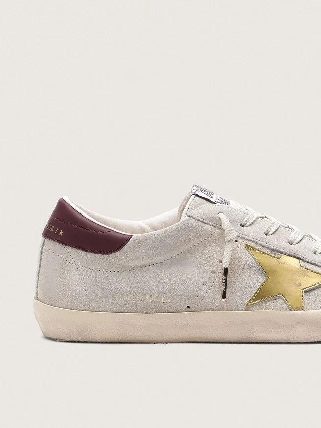 Men's Super-Star CNY in ivory suede with metallic leather star and leather heel tab