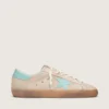 Men’s Super-Star in beige suede with aqua-green star