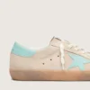Men’s Super-Star in beige suede with aqua-green star
