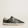 Men's Super-Star in black leather with gray suede star and heel tab