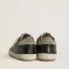 Men's Super-Star in black leather with gray suede star and heel tab