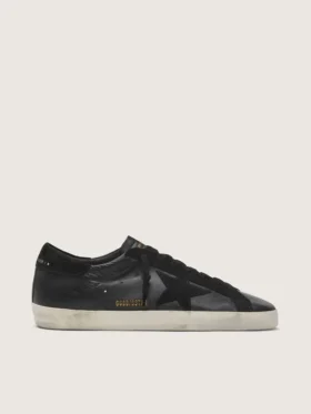 Men's Super-Star in black nappa with black suede star and heel tab