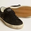 Men's Super-Star in black nubuck with perforated star and black nubuck heel tab