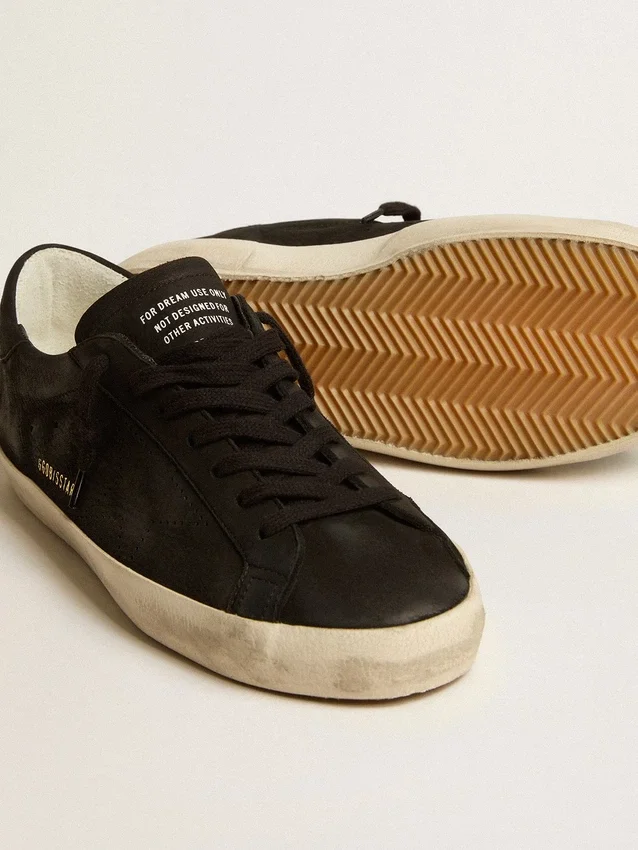 Men's Super-Star in black nubuck with perforated star and black nubuck heel tab