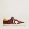 Men’s Super-Star in brick-red suede with white leather star and animal-print heel tab