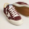 Men’s Super-Star in brick-red suede with white leather star and animal-print heel tab