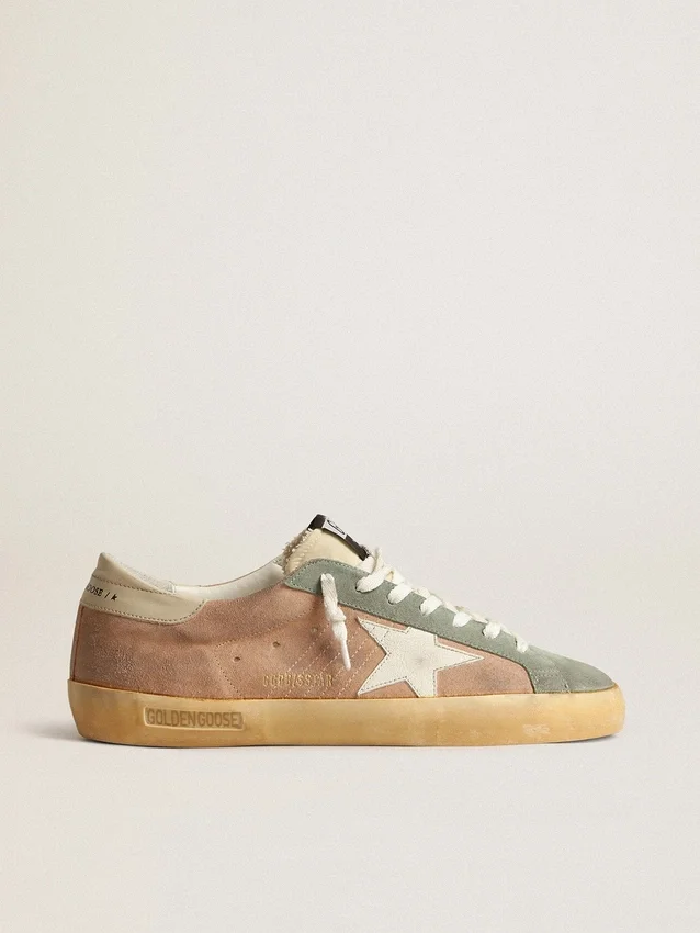 Men's Super-Star in brown and green suede with white nappa leather star