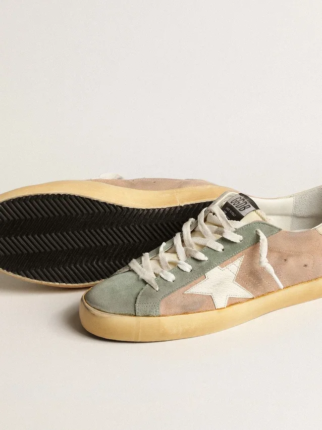 Men's Super-Star in brown and green suede with white nappa leather star