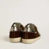 Men's Super-Star in cognac velvet with metallic leather star and heel tab
