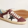 Men’s Super-Star in crackle leather with brown star and teal heel tab