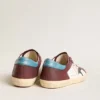 Men’s Super-Star in crackle leather with brown star and teal heel tab