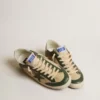 Men's Super-Star in cream mesh and green nappa with nappa star