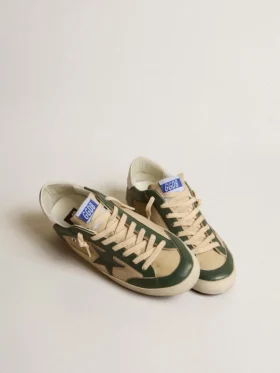 Men’s Super-Star in cream mesh and green nappa with nappa star