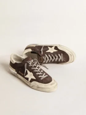 Men’s Super-Star in gray suede with ecru nappa star and heel tab