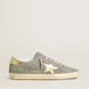 Men's Super-Star in gray suede with gold metallic leather star and heel tab