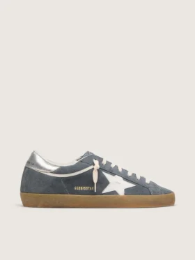 Men's Super-Star in gray suede with white leather star and silver leather heel tab