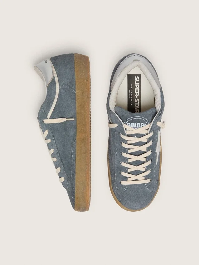 Men's Super-Star in gray suede with white leather star and silver leather heel tab