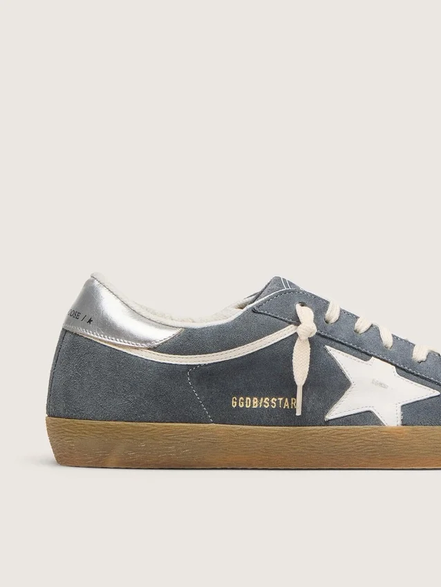 Men's Super-Star in gray suede with white leather star and silver leather heel tab