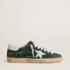 Men's Super-Star in green suede with silver metallic leather star and leather heel tab