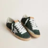 Men's Super-Star in green suede with silver metallic leather star and leather heel tab