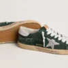 Men's Super-Star in green suede with silver metallic leather star and leather heel tab