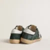 Men's Super-Star in green suede with silver metallic leather star and leather heel tab
