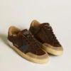 Men's Super-Star in leather with blue leather star and beige nubuck heel tab