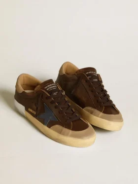 Men’s Super-Star in leather with blue leather star and beige nubuck heel tab