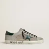 Men's Super-Star in nappa and suede with green croc-print leather star
