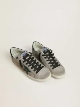 Men’s Super-Star in nappa and suede with green croc-print leather star