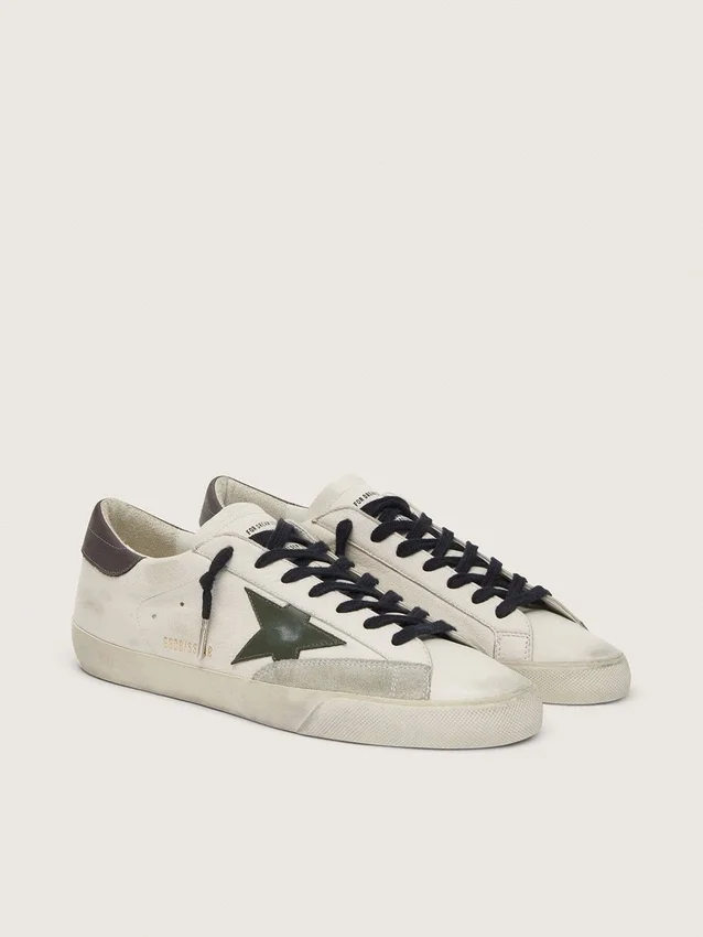 Men's Super-Star in nappa with green leather star and gray leather heel tab