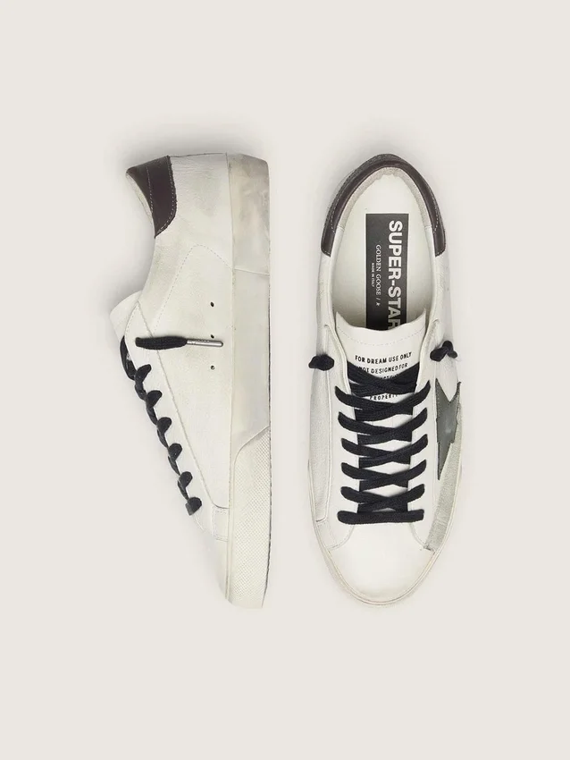 Men's Super-Star in nappa with green leather star and gray leather heel tab