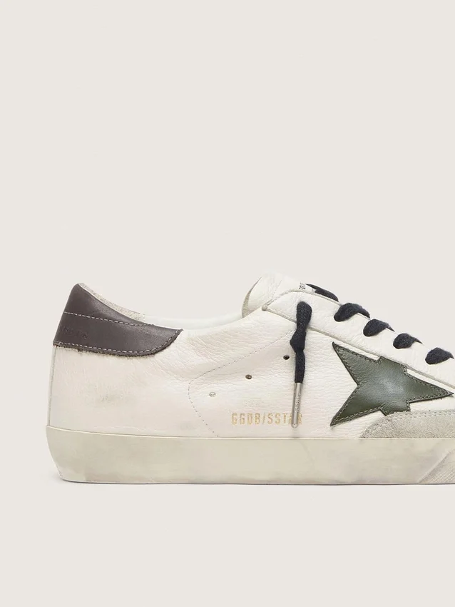Men's Super-Star in nappa with green leather star and gray leather heel tab