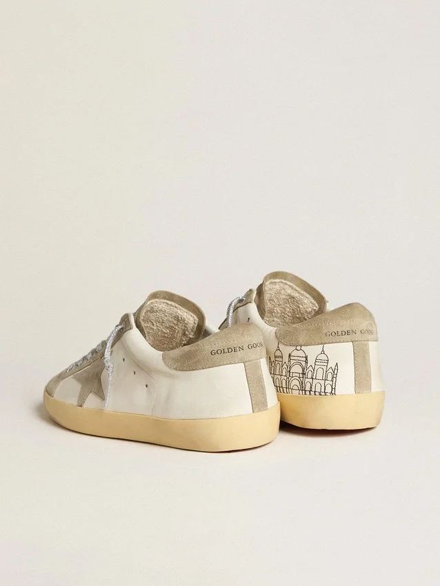 Men’s Super-Star in nappa with ice-gray suede star and black embroidery