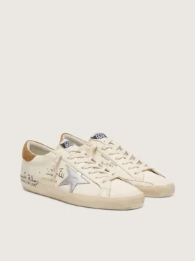 Men’s Super-Star in nappa with metallic silver star and all-over lettering
