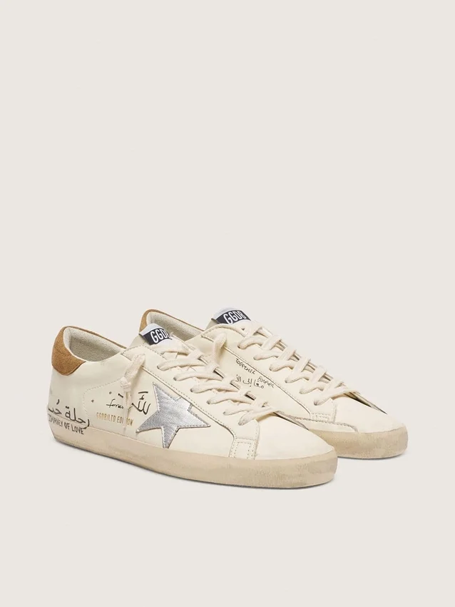 Men’s Super-Star in nappa with metallic silver star and all-over lettering