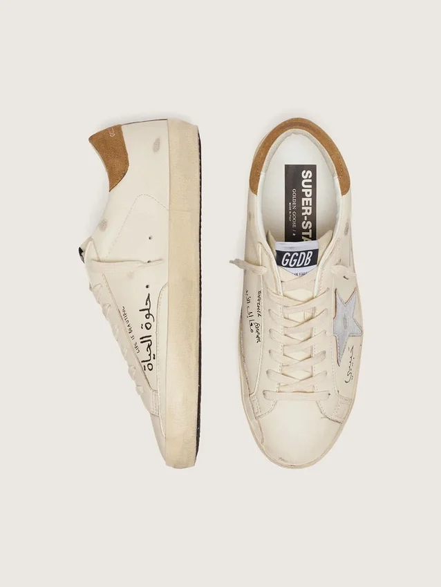 Men’s Super-Star in nappa with metallic silver star and all-over lettering