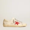 Men's Super-Star in nappa with red star and cream leather heel tab