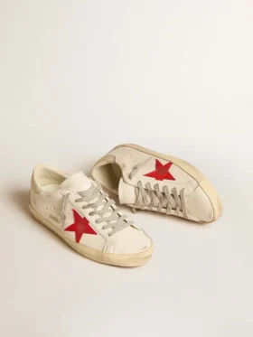 Men’s Super-Star in nappa with red star and cream leather heel tab