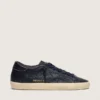 Men's Super-Star in navy-blue leather with tone-on-tone leather star
