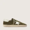 Men’s Super-Star in olive-green suede with white leather star