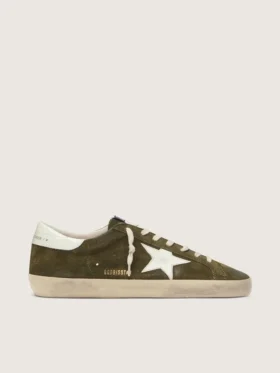 Men’s Super-Star in olive-green suede with white leather star